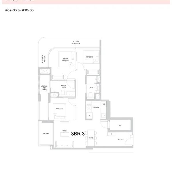 One Marina Gardens 3 Bedroom indicative floorplan