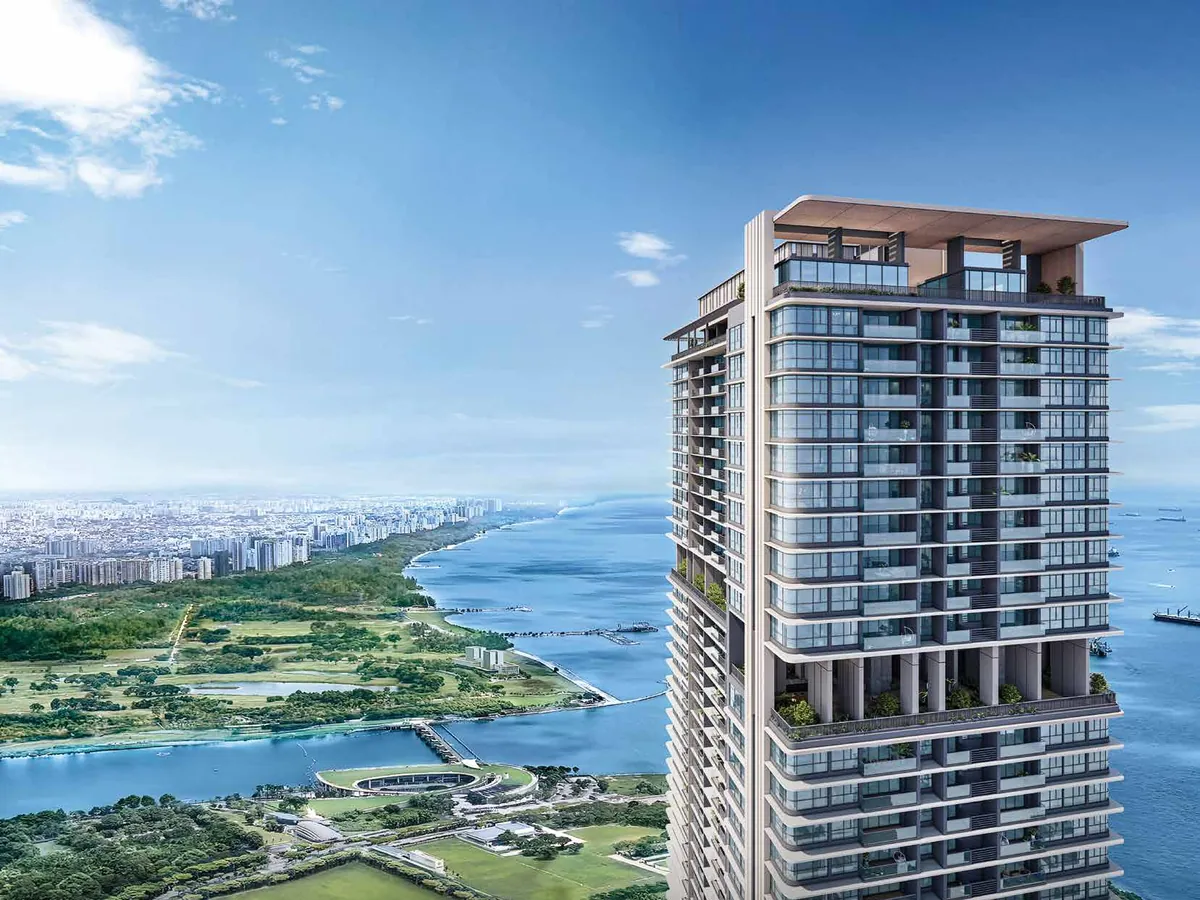 One Marina Gardens tower above the coastline, artist's impression